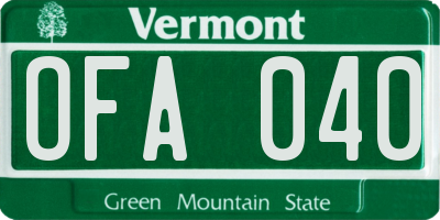 VT license plate OFA040