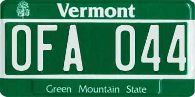 VT license plate OFA044