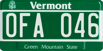 VT license plate OFA046