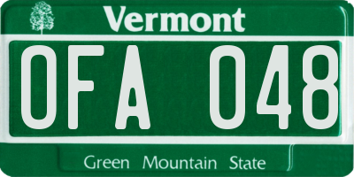VT license plate OFA048