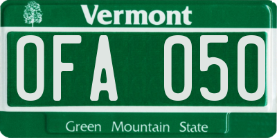 VT license plate OFA050