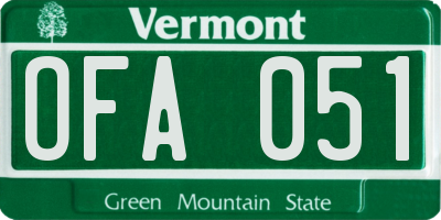 VT license plate OFA051