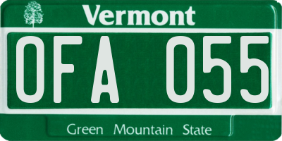 VT license plate OFA055