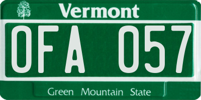 VT license plate OFA057