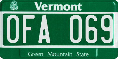 VT license plate OFA069