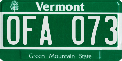 VT license plate OFA073