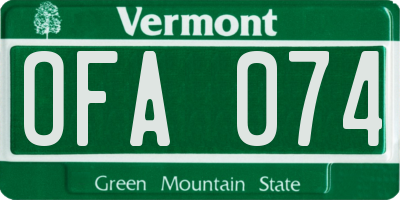 VT license plate OFA074