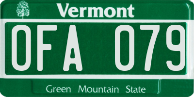 VT license plate OFA079
