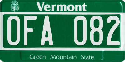 VT license plate OFA082