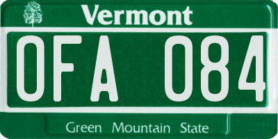 VT license plate OFA084