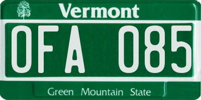 VT license plate OFA085