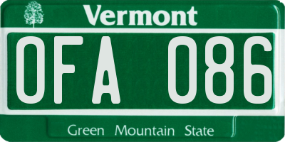 VT license plate OFA086