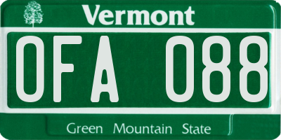 VT license plate OFA088