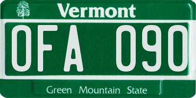 VT license plate OFA090