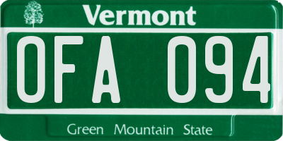 VT license plate OFA094