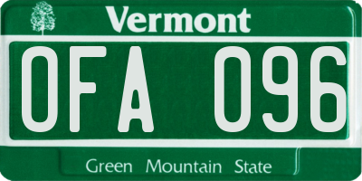 VT license plate OFA096