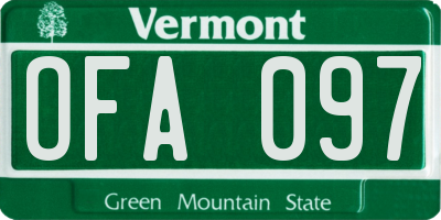 VT license plate OFA097