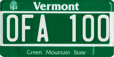 VT license plate OFA100