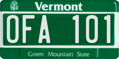 VT license plate OFA101