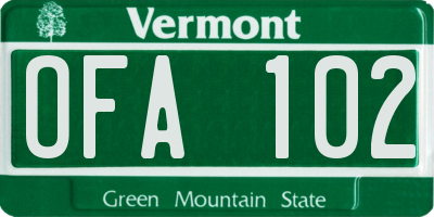 VT license plate OFA102