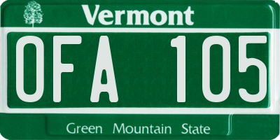 VT license plate OFA105