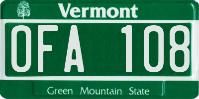 VT license plate OFA108