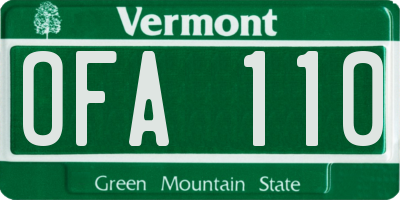 VT license plate OFA110