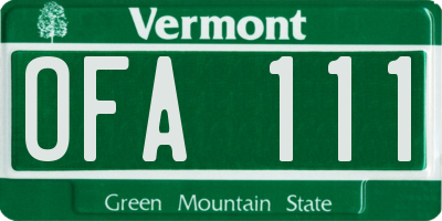 VT license plate OFA111