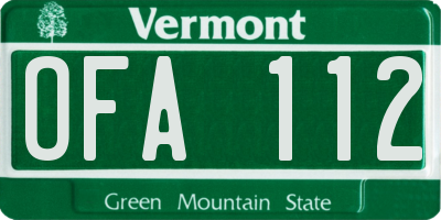 VT license plate OFA112