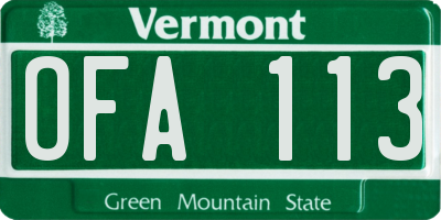 VT license plate OFA113
