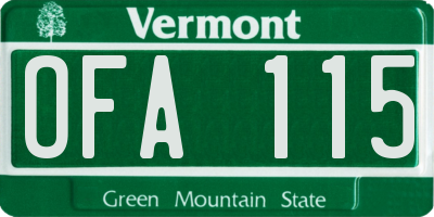 VT license plate OFA115