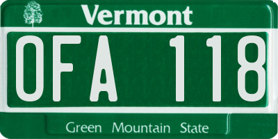 VT license plate OFA118