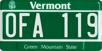 VT license plate OFA119