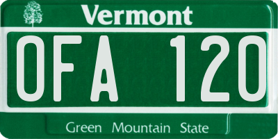 VT license plate OFA120