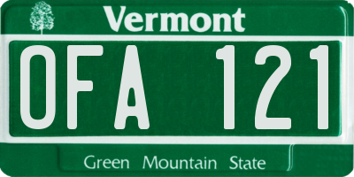 VT license plate OFA121