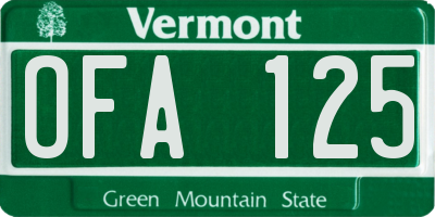 VT license plate OFA125