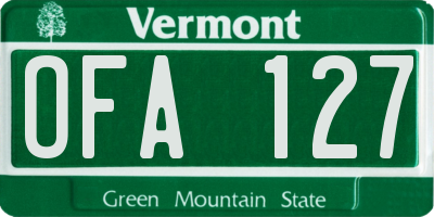VT license plate OFA127