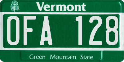VT license plate OFA128