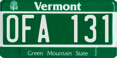 VT license plate OFA131