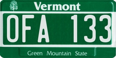 VT license plate OFA133