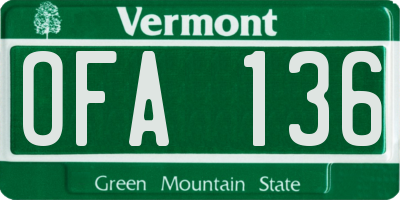 VT license plate OFA136