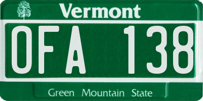VT license plate OFA138
