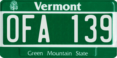 VT license plate OFA139