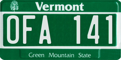 VT license plate OFA141
