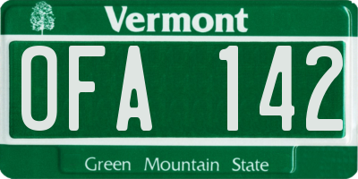 VT license plate OFA142