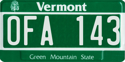 VT license plate OFA143