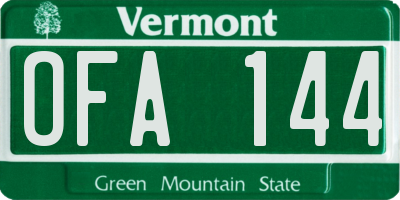 VT license plate OFA144