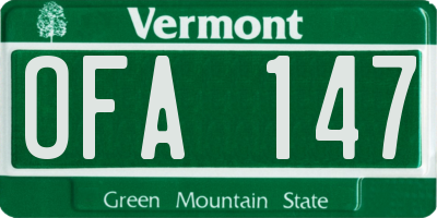 VT license plate OFA147