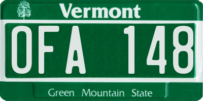 VT license plate OFA148
