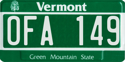 VT license plate OFA149